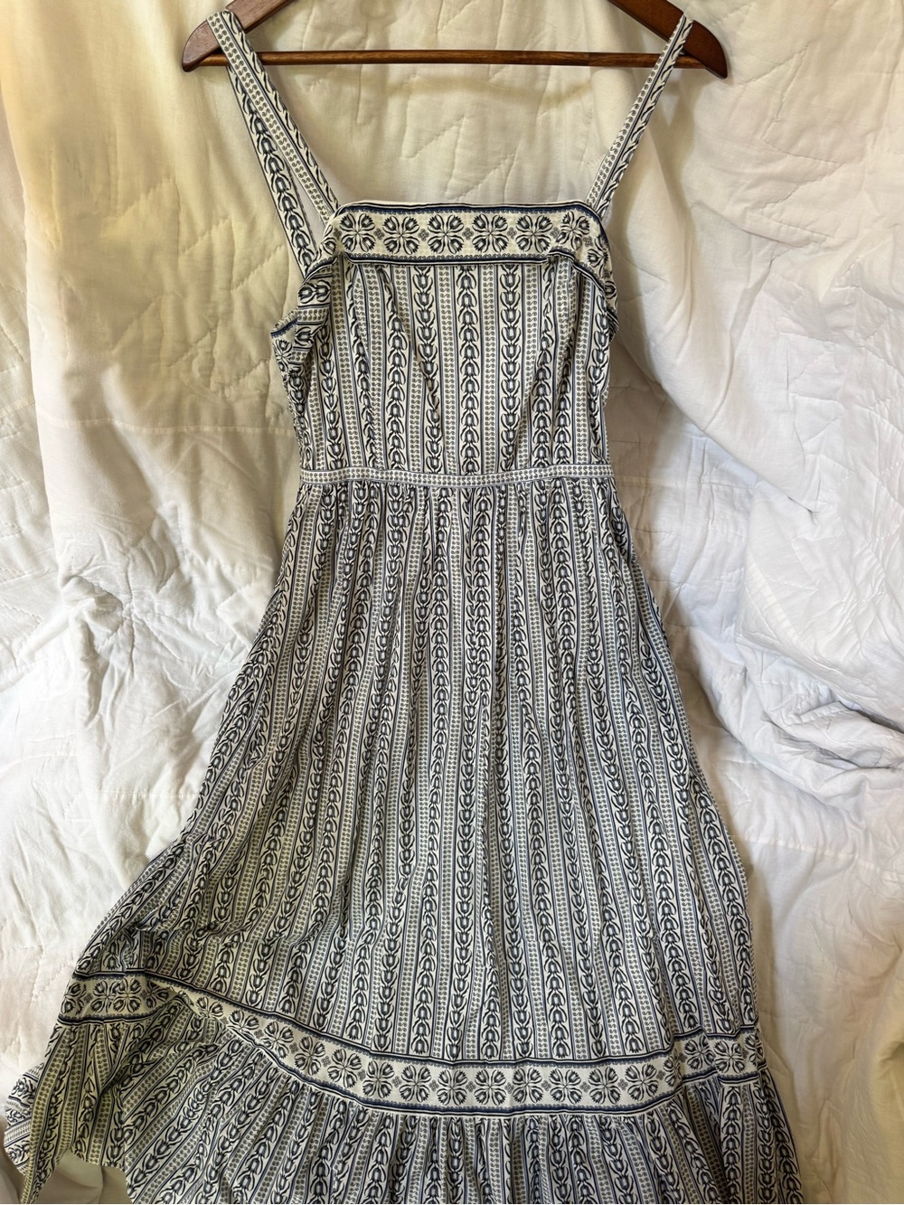 Max Studio Black & White Striped Maxi Dress with Floral Trim